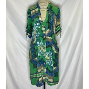 Anthropologie Green Button Down Dress By Moulinette Soeurs Size L